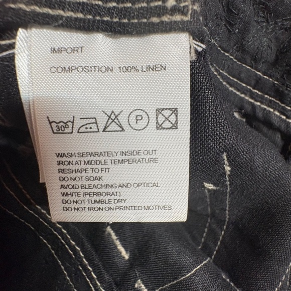 SIGNAL CLOTHING 100% Linen Black Barrel Pants Multi Pocket Riveted Detail Sz 12 - Picture 9 of 10